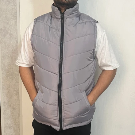 پافر مردانه مدل ساده رنگ طوسی روشن