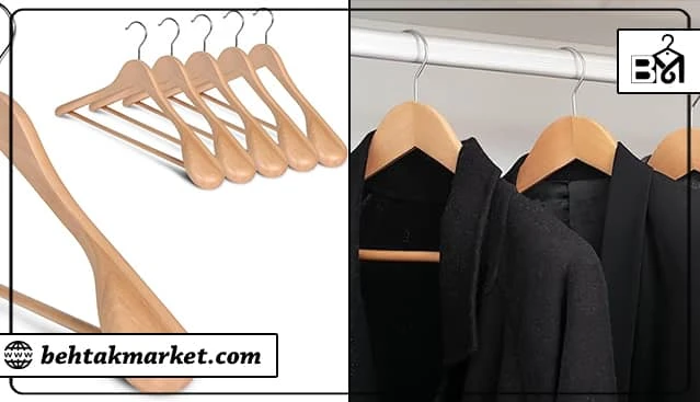 آویزان کردن کاپشن روی آویز چوبی پهن 