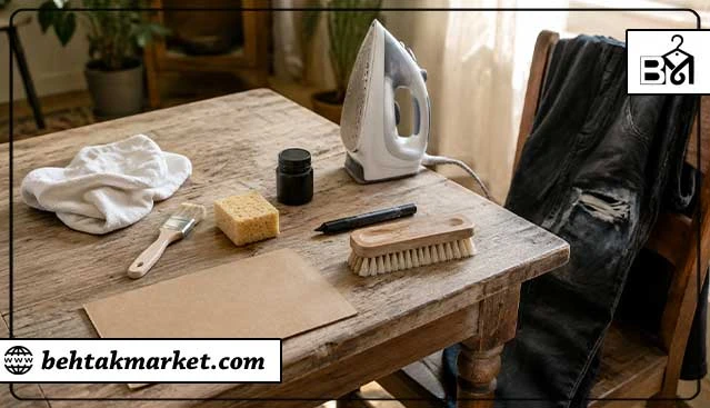 ابزارهای لازم برای ترمیم رفع سفیدی شلوار مشکی بر اثر ساییدگی