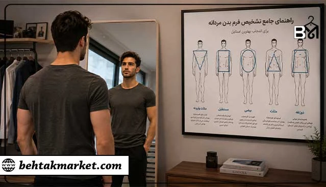 بررسی فرم بدن مردانه مقابل آینه