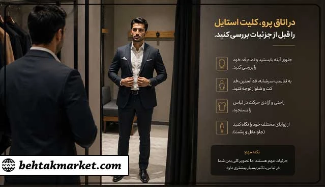 بررسی تناسب لباس در اتاق پرو
