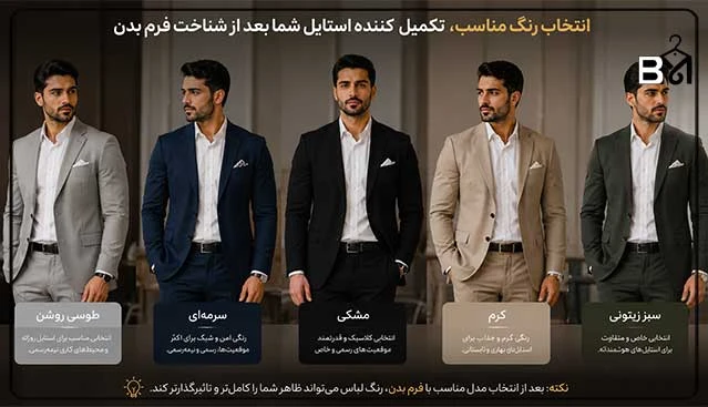 انتخاب رنگ مناسب لباس مردانه بعد شناخت فرم بدن
