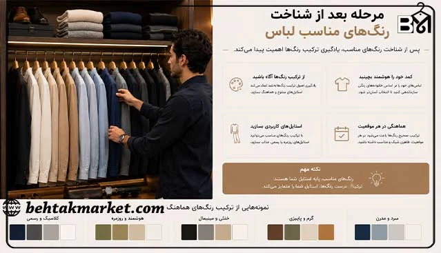 مرحله بعد از شناخت رنگ‌های مناسب لباس