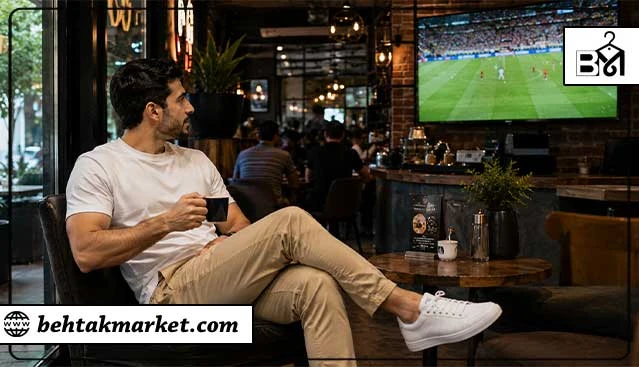 استایل کژوال مردانه برای تماشای فوتبال در کافه