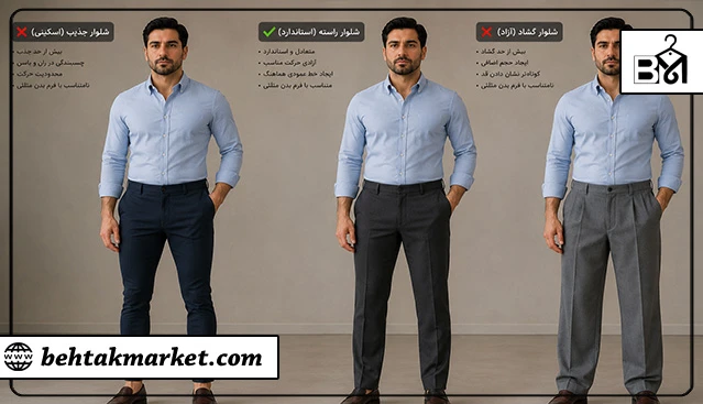 مقایسه سه شلوار جذب، راسته و گشاد 