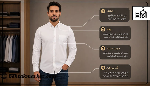 قسمت‌های مهم پیراهن مناسب فرم بدن مستطیلی مردانه