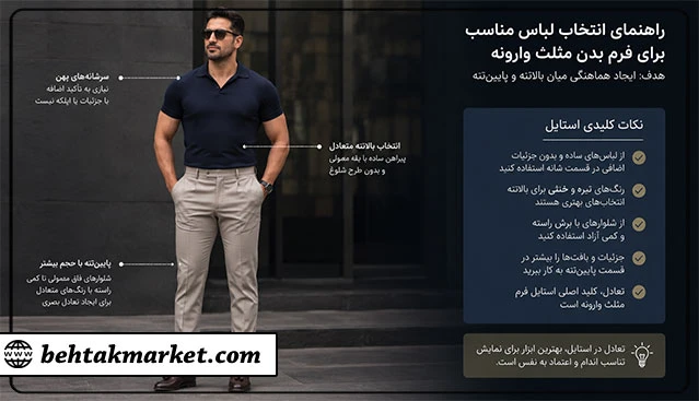 اصل تعادل بصری در انتخاب لباس برای فرم بدن مثلث وارونه مردانه