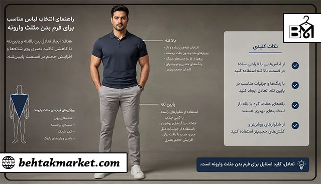 نکات کلیدی انتخاب لباس برای فرم بدن مثلث وارونه مردانه