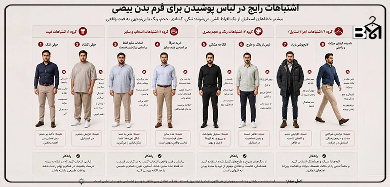 هشت اشتباه رایج لباس پوشیدن برای مردان با فرم بدن بیضی