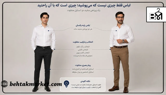 مقایسه دو استایل متفاوت با یک پیراهن سفید یکسان