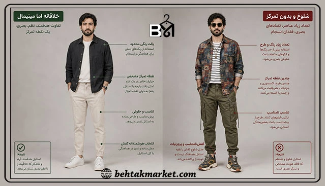 مقایسه استایل خلاقانه و متعادل با استایل شلوغ مردانه