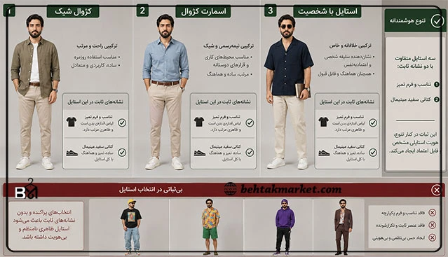 تفاوت تنوع در استایل با بی‌ثباتی در انتخاب لباس