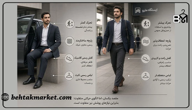 تفاوت نیاز پوششی دو مرد با محیط کار مشابه اما سبک زندگی متفاوت