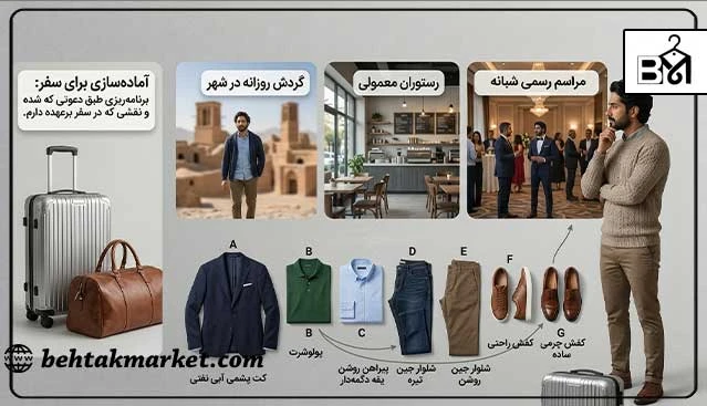 روش انتخاب لباس مردانه برای سفر با موقعیت‌های متغیر